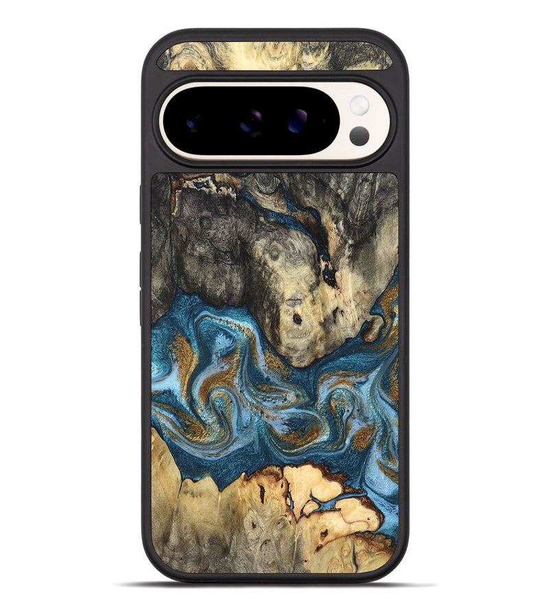 Pixel 10 Pro XL Wood Phone Case - Saylor (Teal & Gold, 819544)