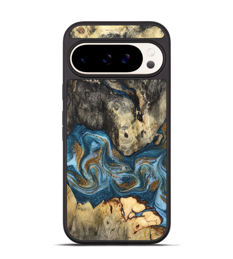 Pixel 9 Wood Phone Case - Saylor (Teal & Gold, 819544)