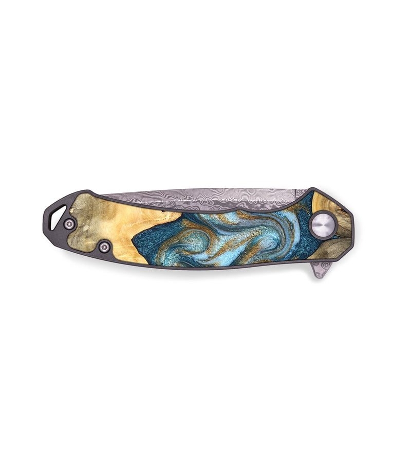 EDC Wood Pocket Knife - Gianni (Teal & Gold, 819546)