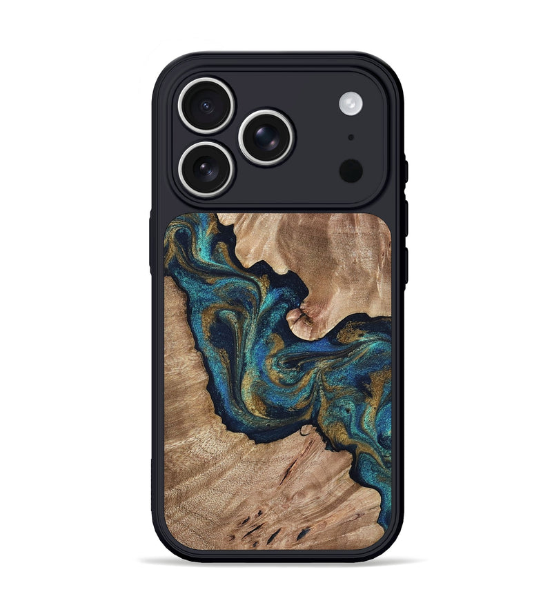 iPhone 17 Pro Wood Phone Case - Dani (Teal & Gold, 819547)