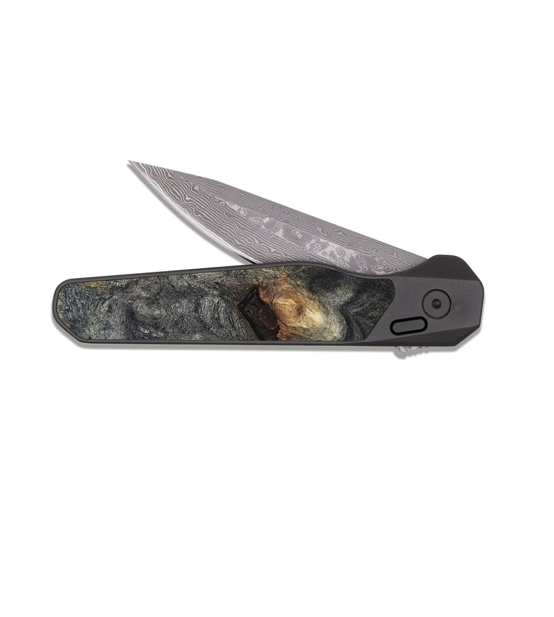 EDC Dark Damascus Wood Pocket Knife - Grayce (Wood Burl, 819552)