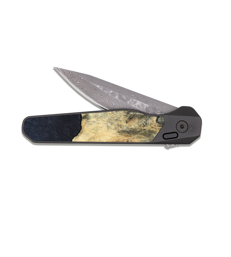 EDC Dark Damascus Wood Pocket Knife - Kristin (Wood Burl, 819556)