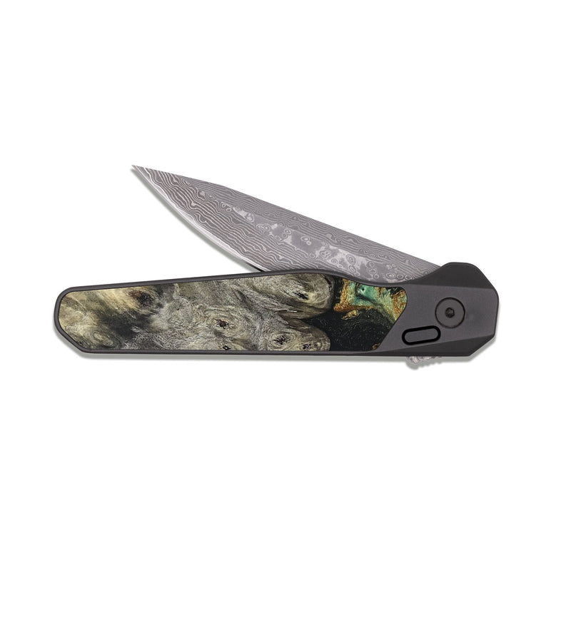 EDC Dark Damascus Wood Pocket Knife - Essence (Green, 819566)