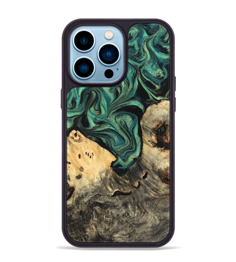iPhone 14 Pro Max Wood Phone Case - Jazlyn (Green, 819569)