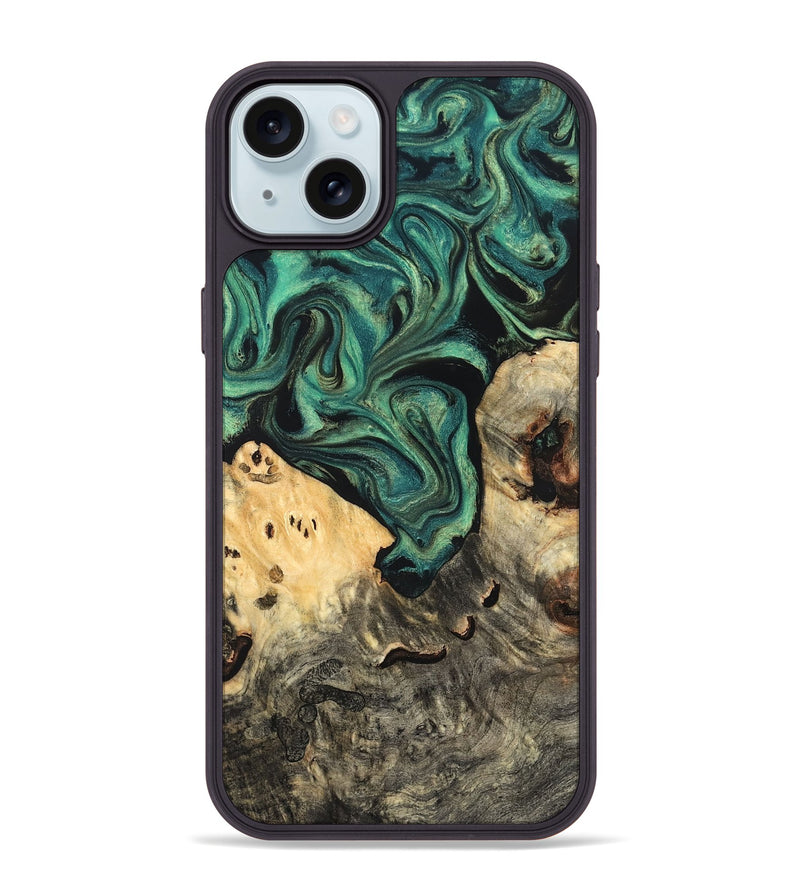 iPhone 15 Plus Wood Phone Case - Jazlyn (Green, 819569)