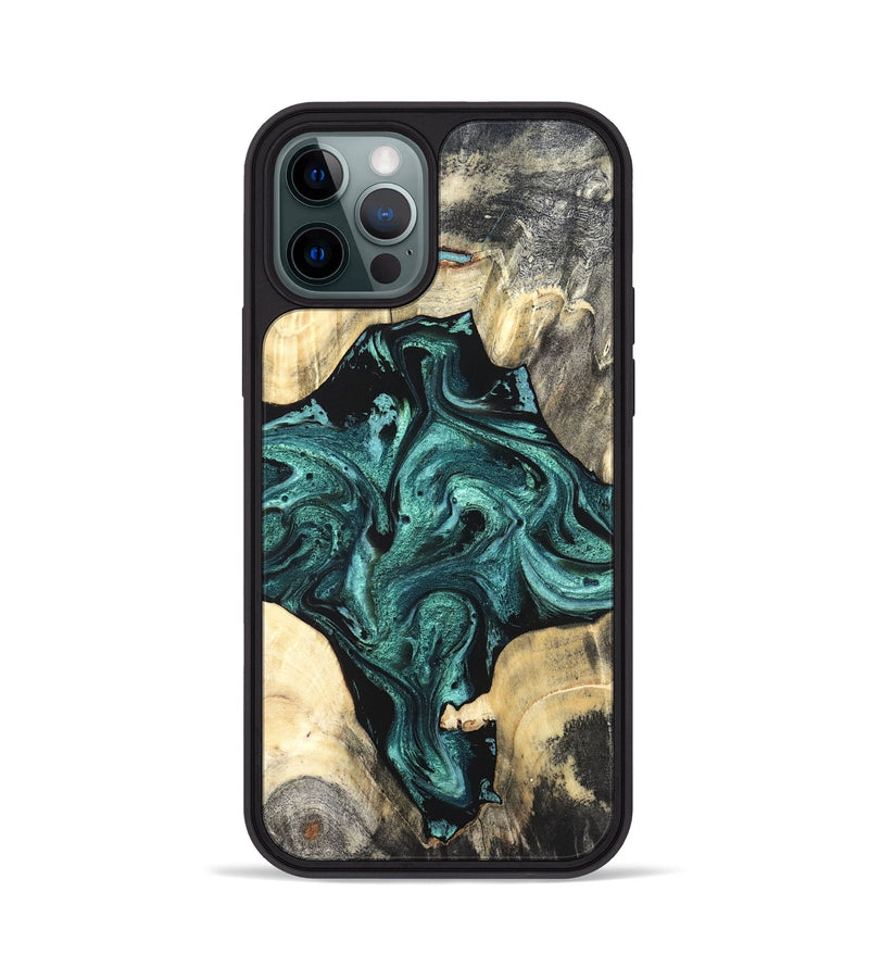 iPhone 12 Pro Wood Phone Case - Simone (Green, 819571)