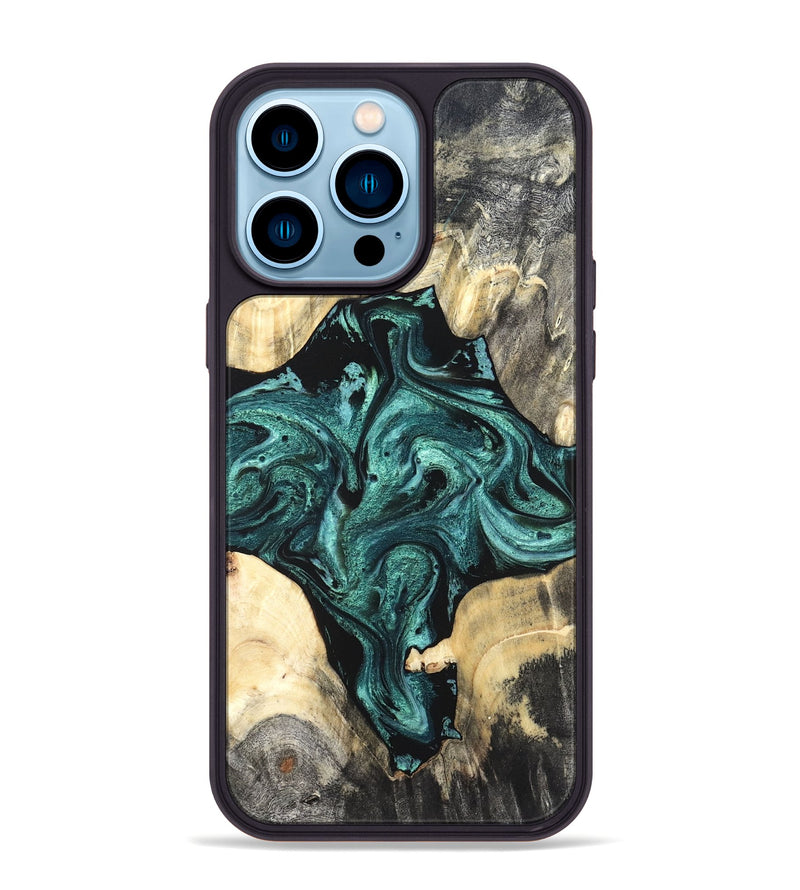 iPhone 14 Pro Max Wood Phone Case - Simone (Green, 819571)