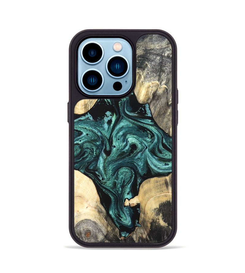 iPhone 14 Pro Wood Phone Case - Simone (Green, 819571)