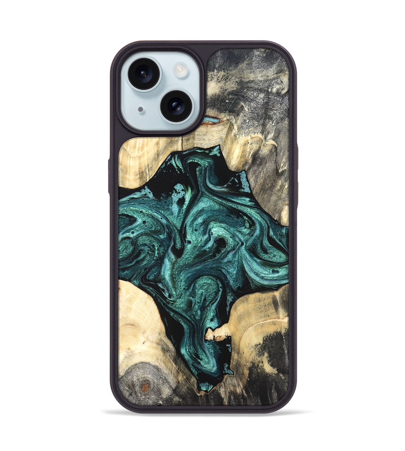iPhone 15 Wood Phone Case - Simone (Green, 819571)