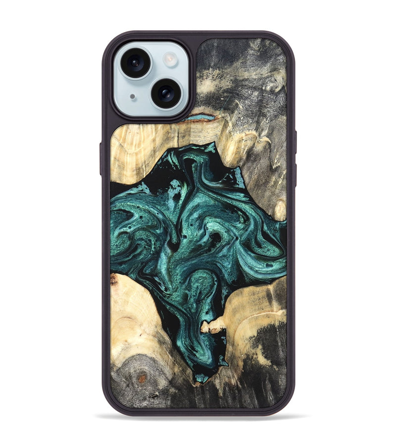 iPhone 15 Plus Wood Phone Case - Simone (Green, 819571)