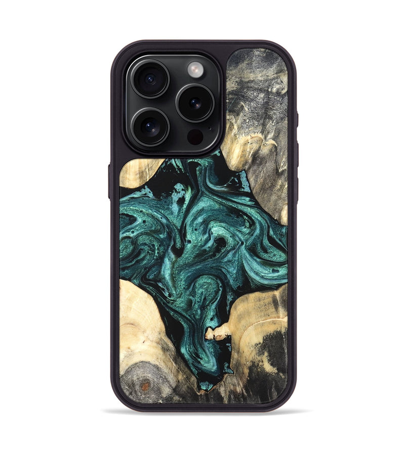iPhone 15 Pro Wood Phone Case - Simone (Green, 819571)