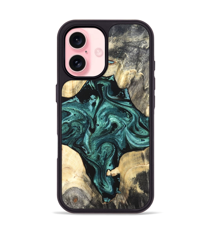 iPhone 16 Wood Phone Case - Simone (Green, 819571)