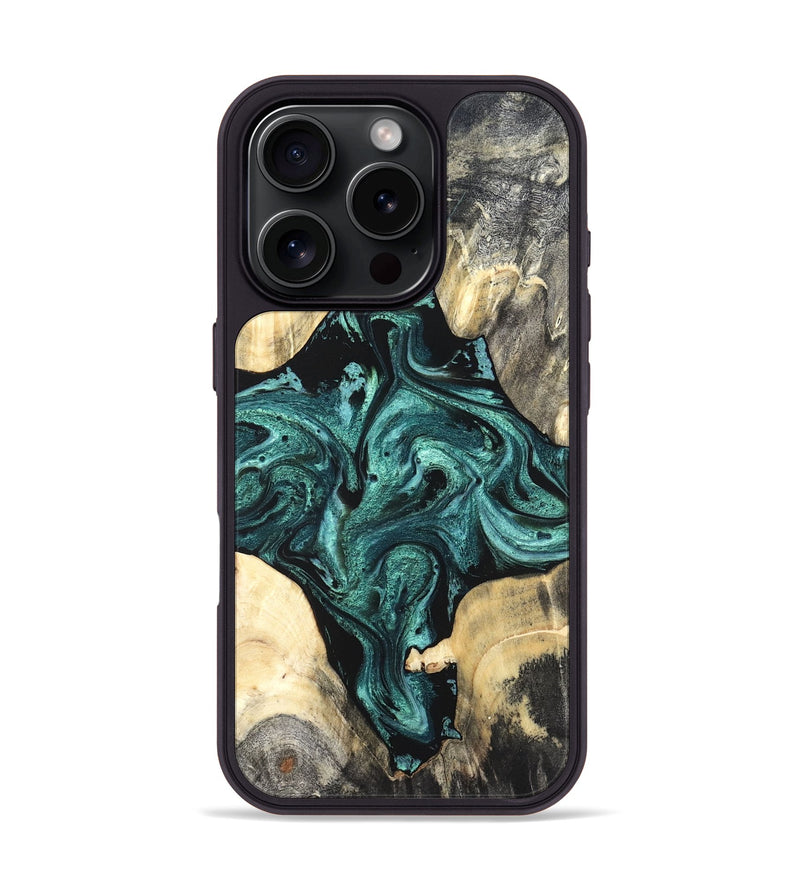 iPhone 16 Pro Wood Phone Case - Simone (Green, 819571)