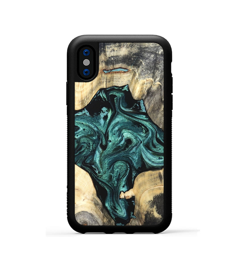 iPhone Xs Wood Phone Case - Simone (Green, 819571)