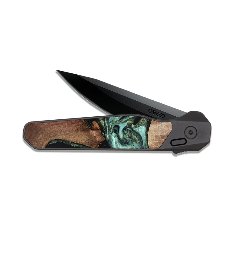 EDC Dark Slate Wood Pocket Knife - Hanna (Green, 819575)