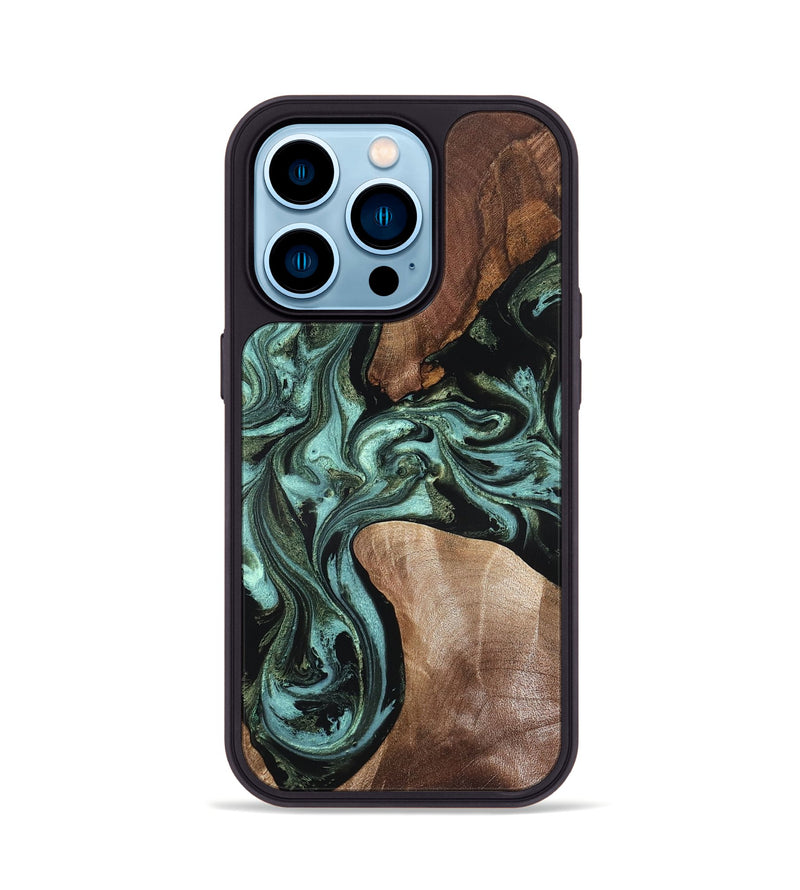 iPhone 14 Pro Wood Phone Case - Hanna (Green, 819575)