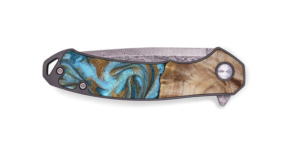 EDC Wood Pocket Knife - Kinley (Teal & Gold, 819581)