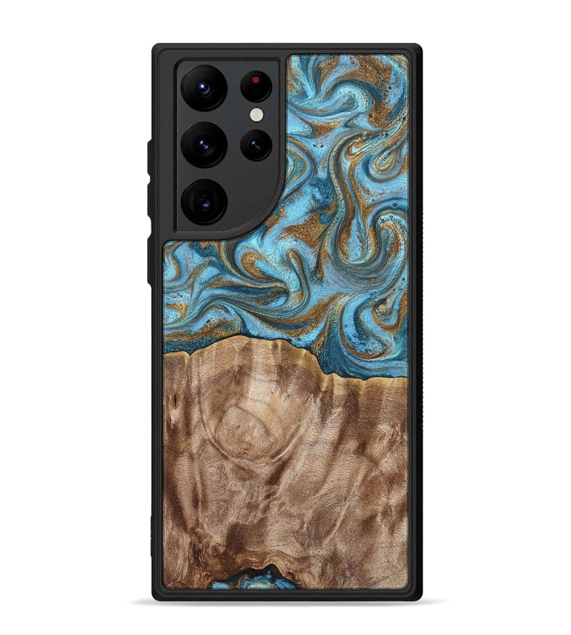 Galaxy S22 Ultra Wood Phone Case - Kinley (Teal & Gold, 819581)