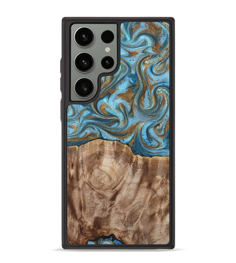 Galaxy S23 Ultra Wood Phone Case - Kinley (Teal & Gold, 819581)