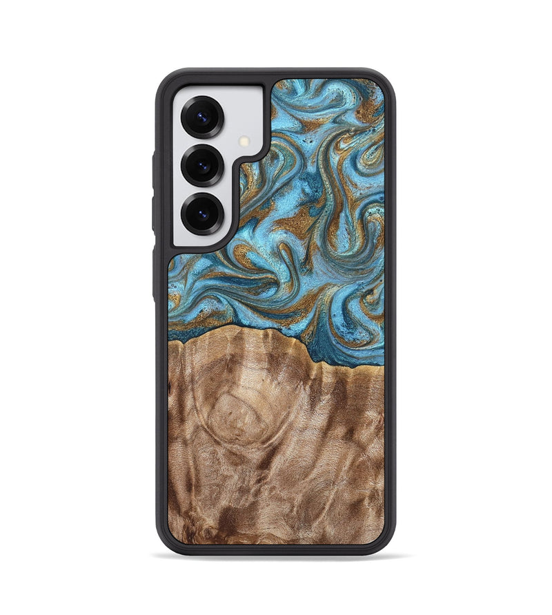 Galaxy S25 Wood Phone Case - Kinley (Teal & Gold, 819581)