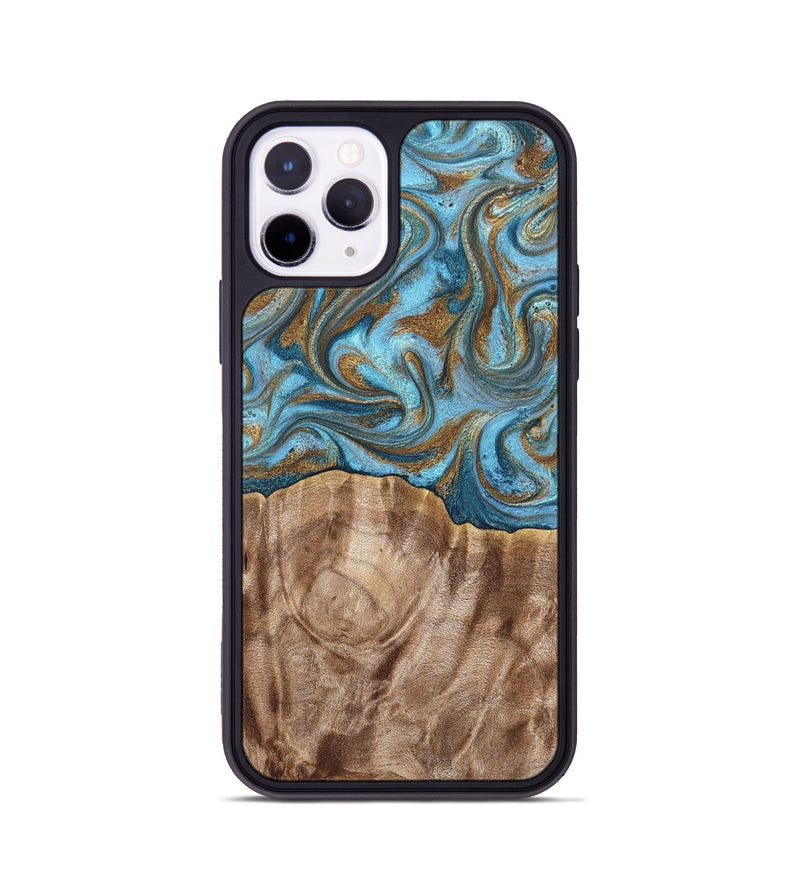 iPhone 11 Pro Wood Phone Case - Kinley (Teal & Gold, 819581)