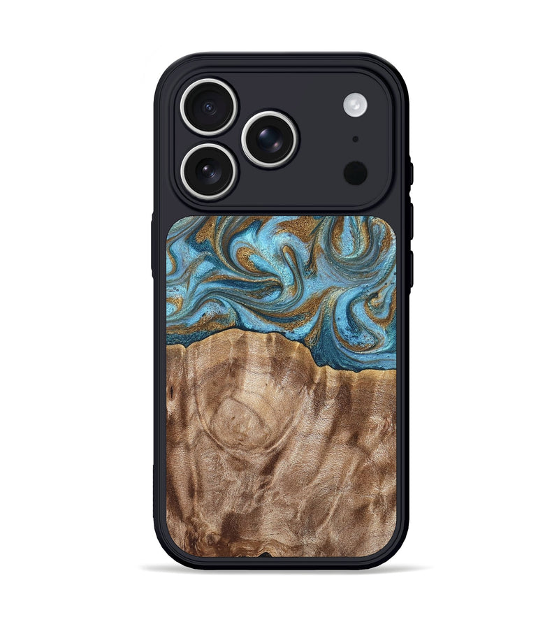 iPhone 17 Pro Wood Phone Case - Kinley (Teal & Gold, 819581)