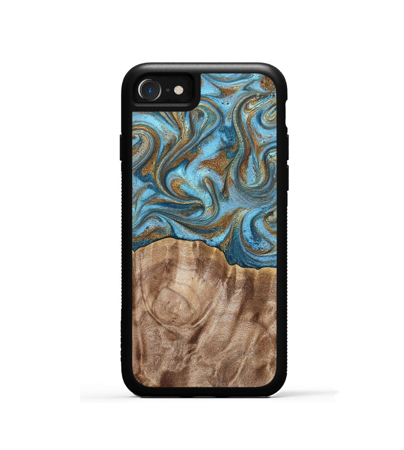iPhone SE Wood Phone Case - Kinley (Teal & Gold, 819581)