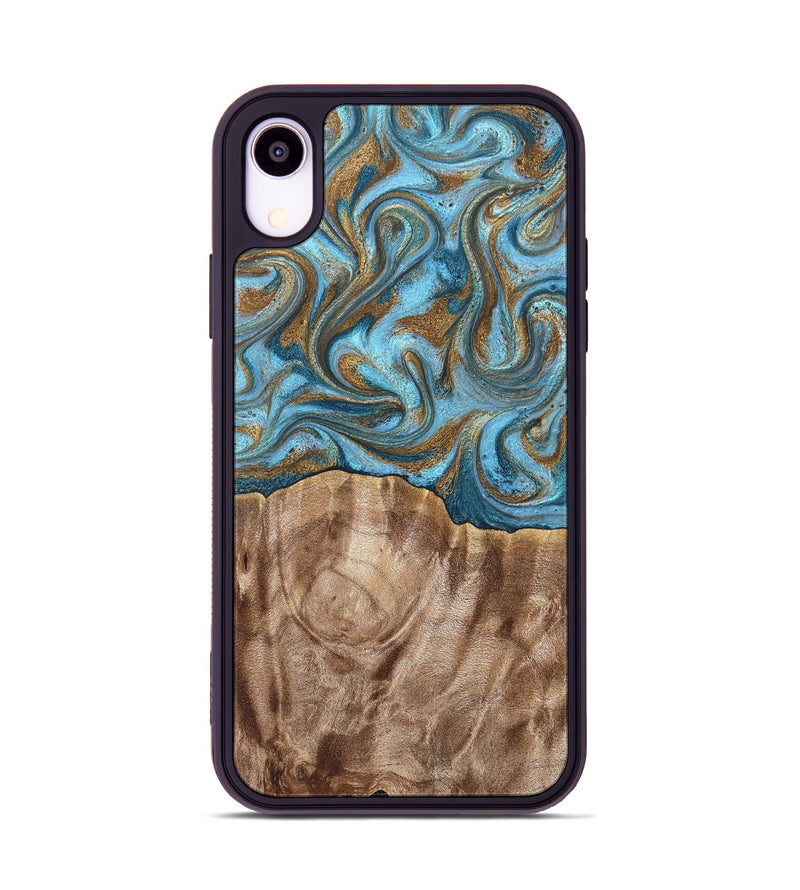 iPhone Xr Wood Phone Case - Kinley (Teal & Gold, 819581)
