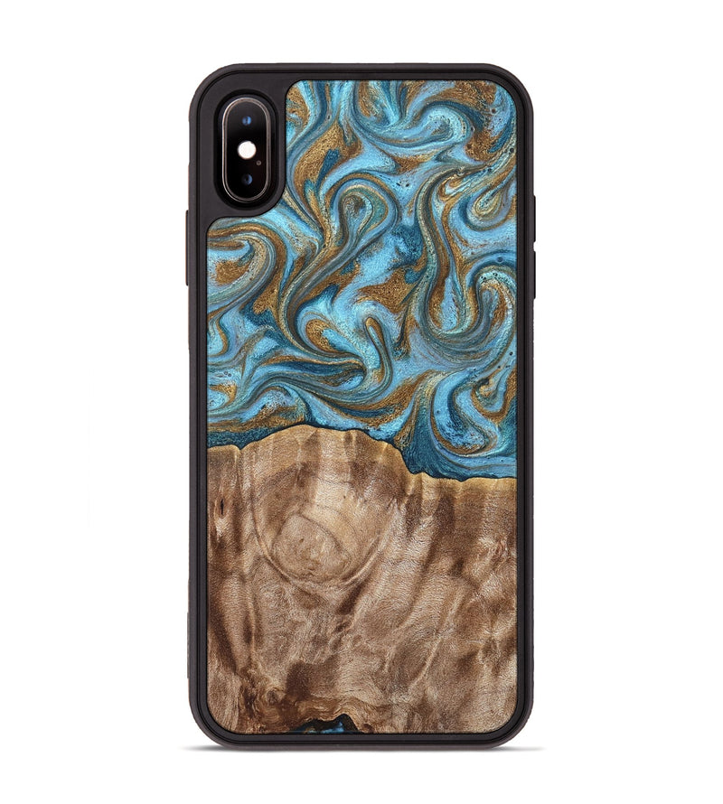 iPhone Xs Max Wood Phone Case - Kinley (Teal & Gold, 819581)