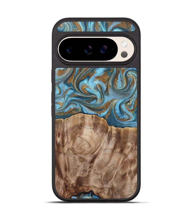 Pixel 10 Pro Wood Phone Case - Kinley (Teal & Gold, 819581)
