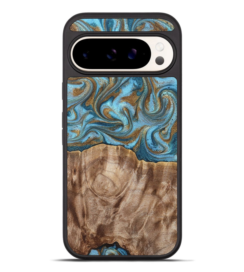Pixel 10 Pro XL Wood Phone Case - Kinley (Teal & Gold, 819581)