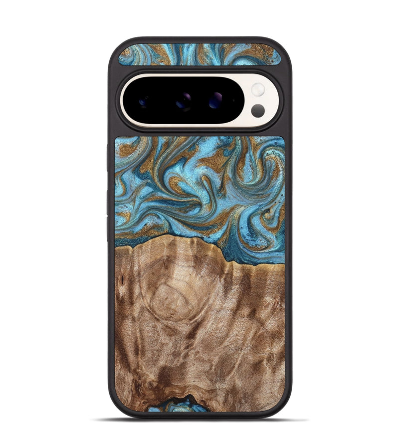 Pixel 9 Pro Wood Phone Case - Kinley (Teal & Gold, 819581)