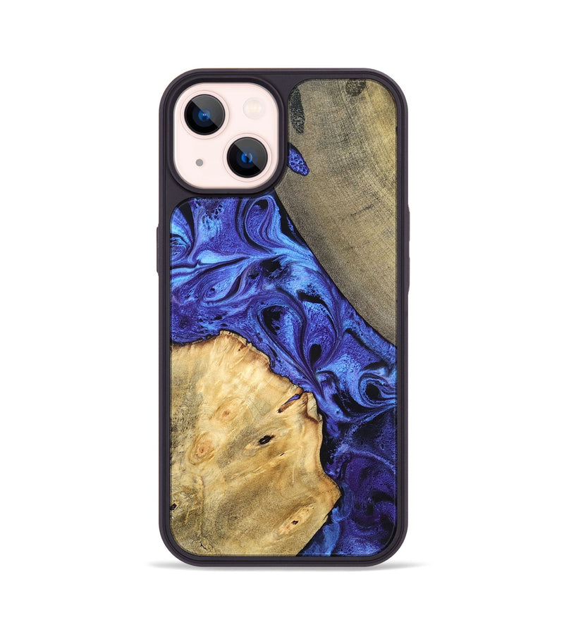 iPhone 14 Wood Phone Case - Olive (Blue, 819588)