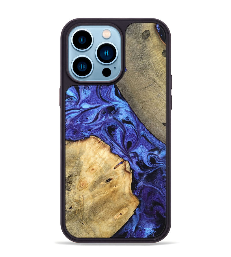 iPhone 14 Pro Max Wood Phone Case - Olive (Blue, 819588)