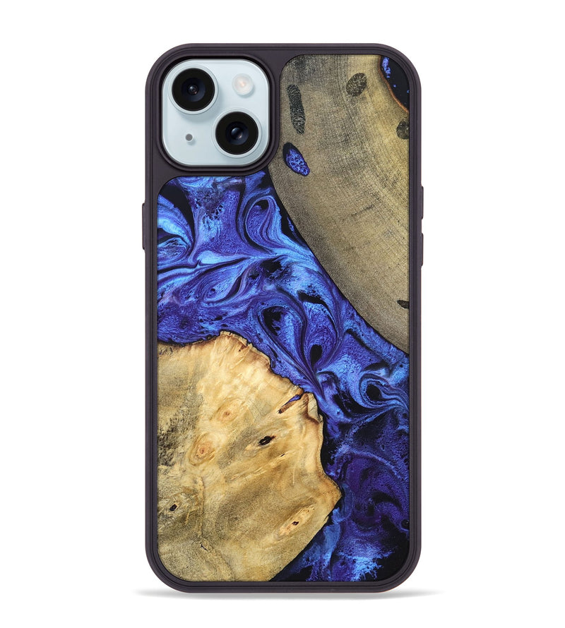 iPhone 15 Plus Wood Phone Case - Olive (Blue, 819588)