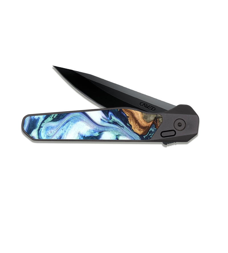 EDC Dark Slate Wood Pocket Knife - Arely (Blue, 819590)