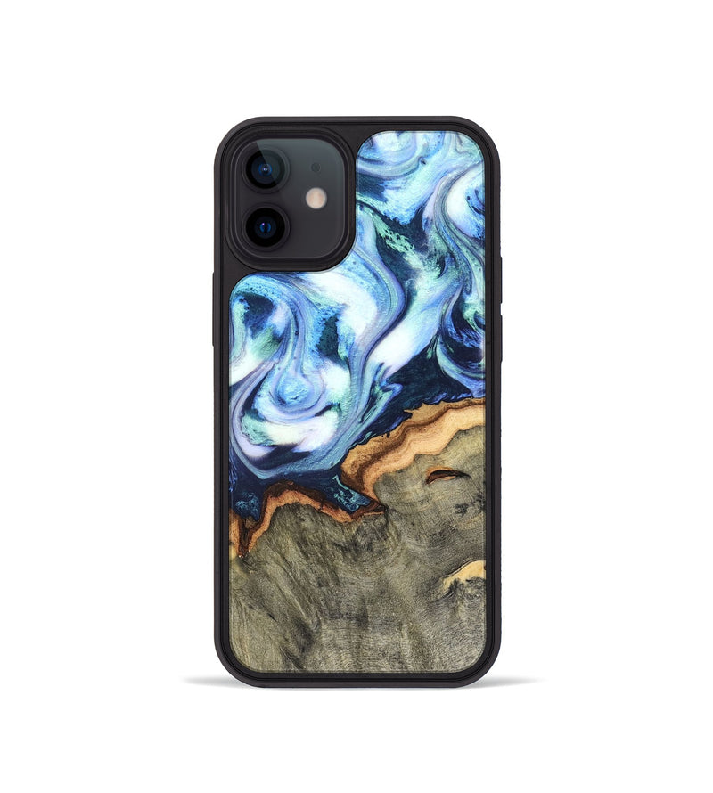 iPhone 12 mini Wood Phone Case - Arely (Blue, 819590)