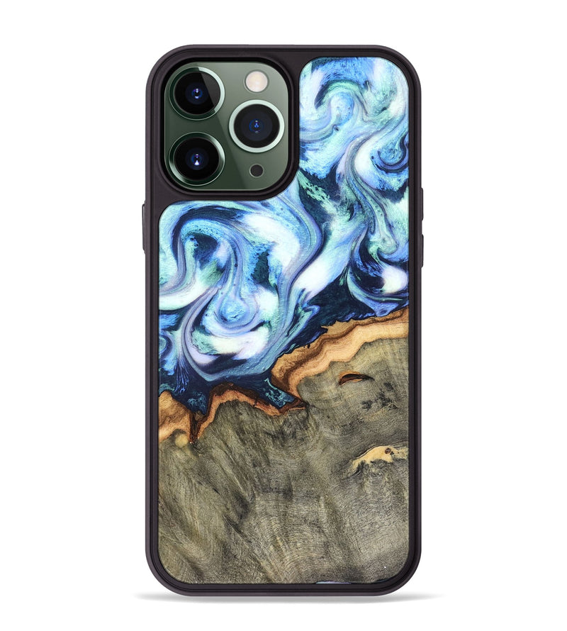 iPhone 13 Pro Max Wood Phone Case - Arely (Blue, 819590)