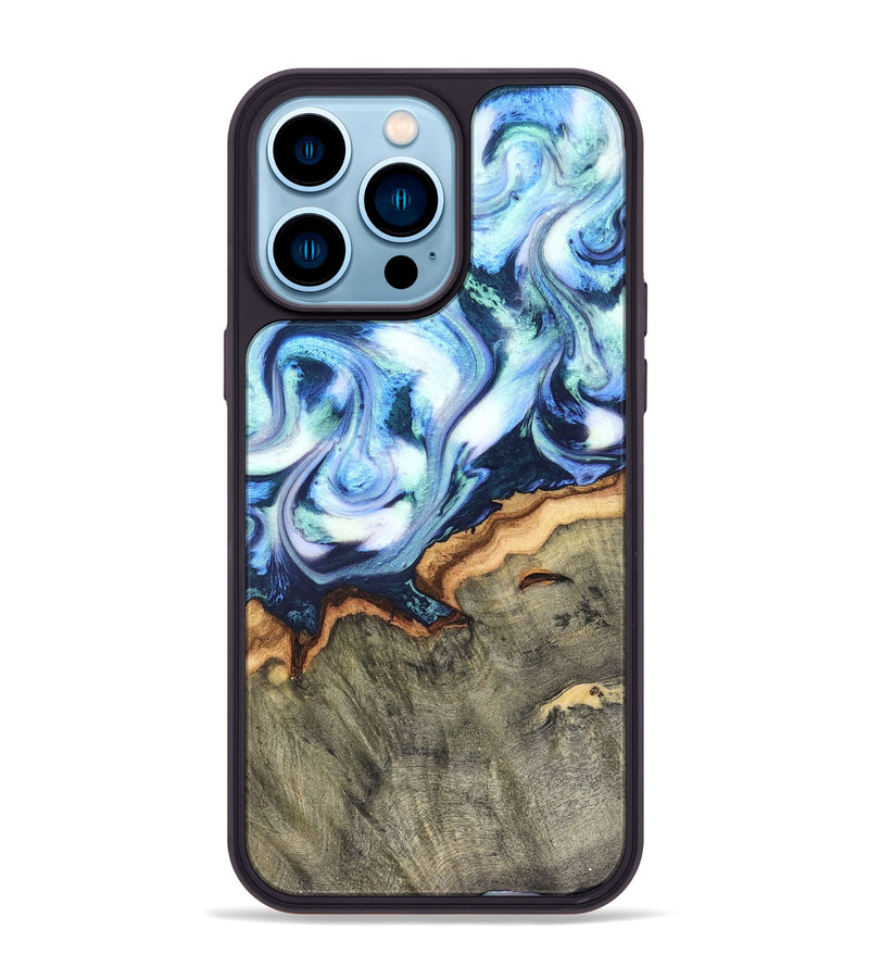 iPhone 14 Pro Max Wood Phone Case - Arely (Blue, 819590)