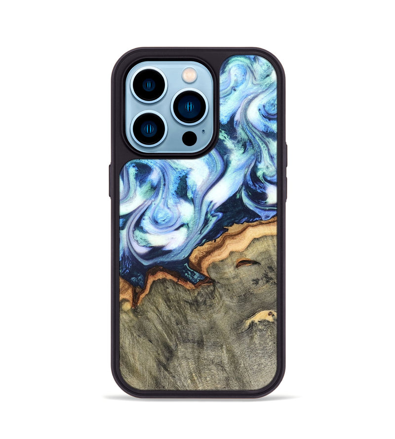 iPhone 14 Pro Wood Phone Case - Arely (Blue, 819590)