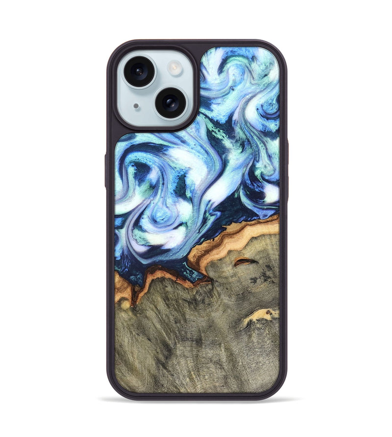 iPhone 15 Wood Phone Case - Arely (Blue, 819590)