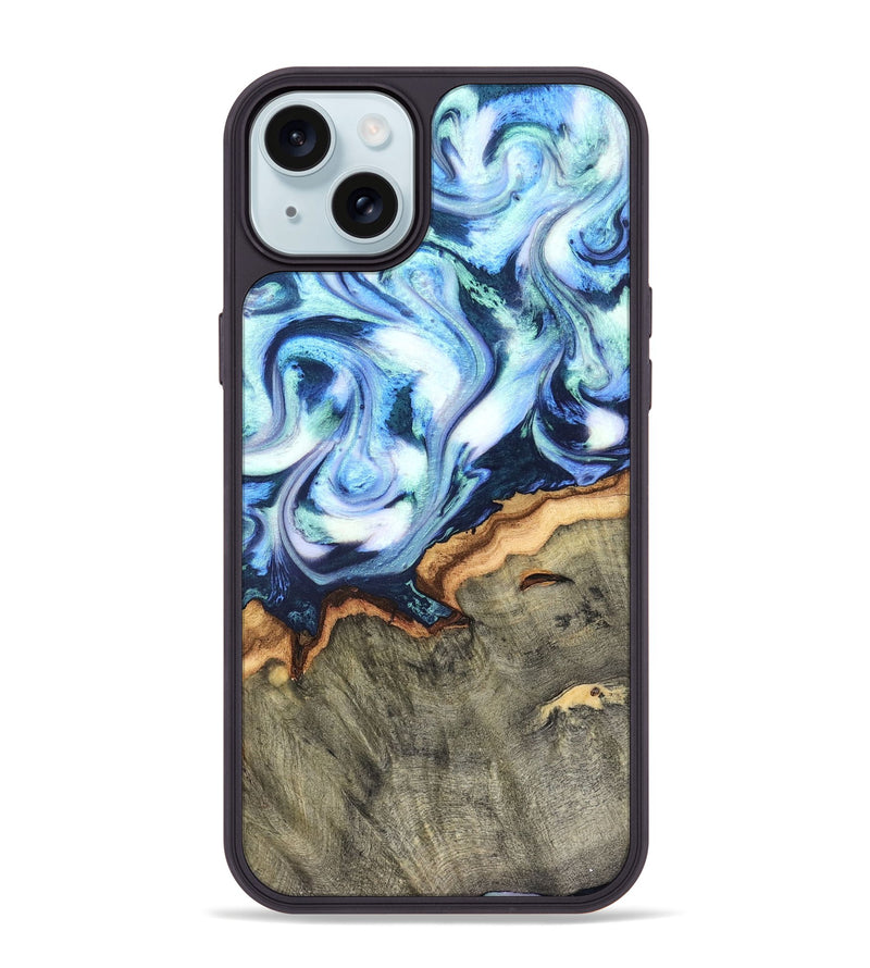 iPhone 15 Plus Wood Phone Case - Arely (Blue, 819590)
