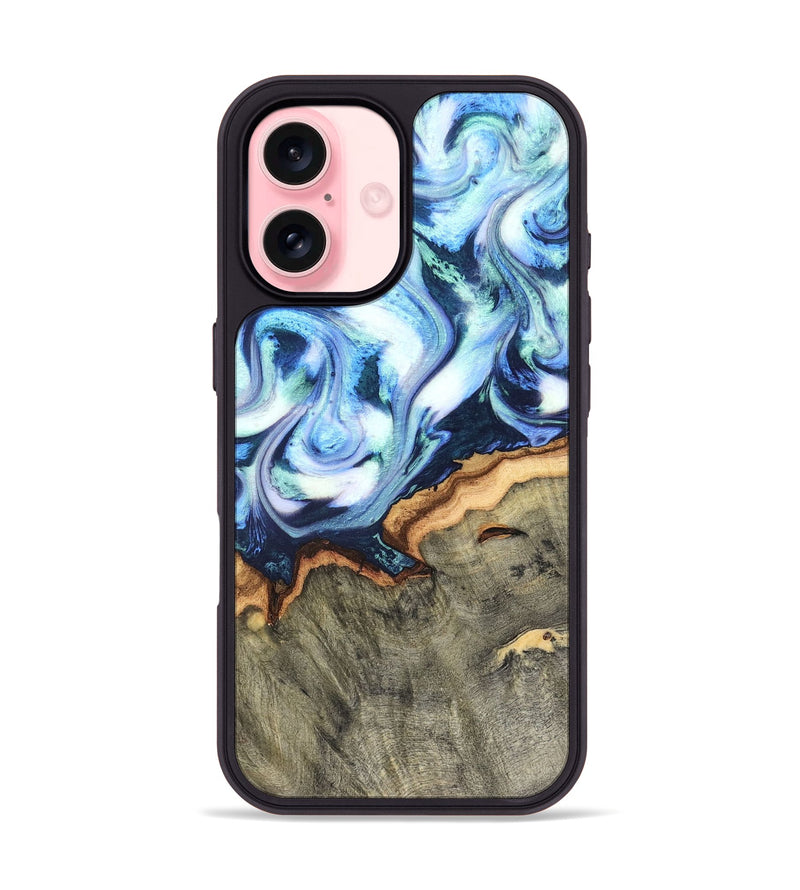iPhone 16 Wood Phone Case - Arely (Blue, 819590)