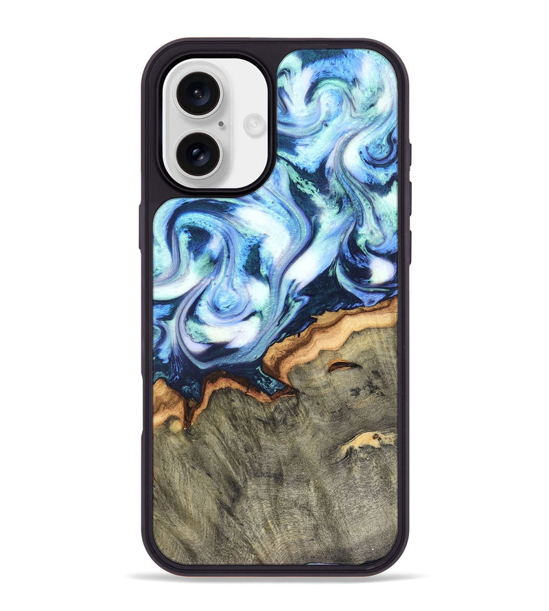 iPhone 16 Plus Wood Phone Case - Arely (Blue, 819590)