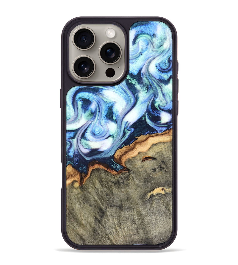 iPhone 16 Pro Max Wood Phone Case - Arely (Blue, 819590)