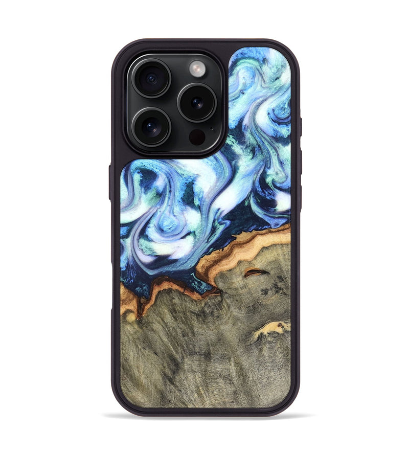 iPhone 16 Pro Wood Phone Case - Arely (Blue, 819590)