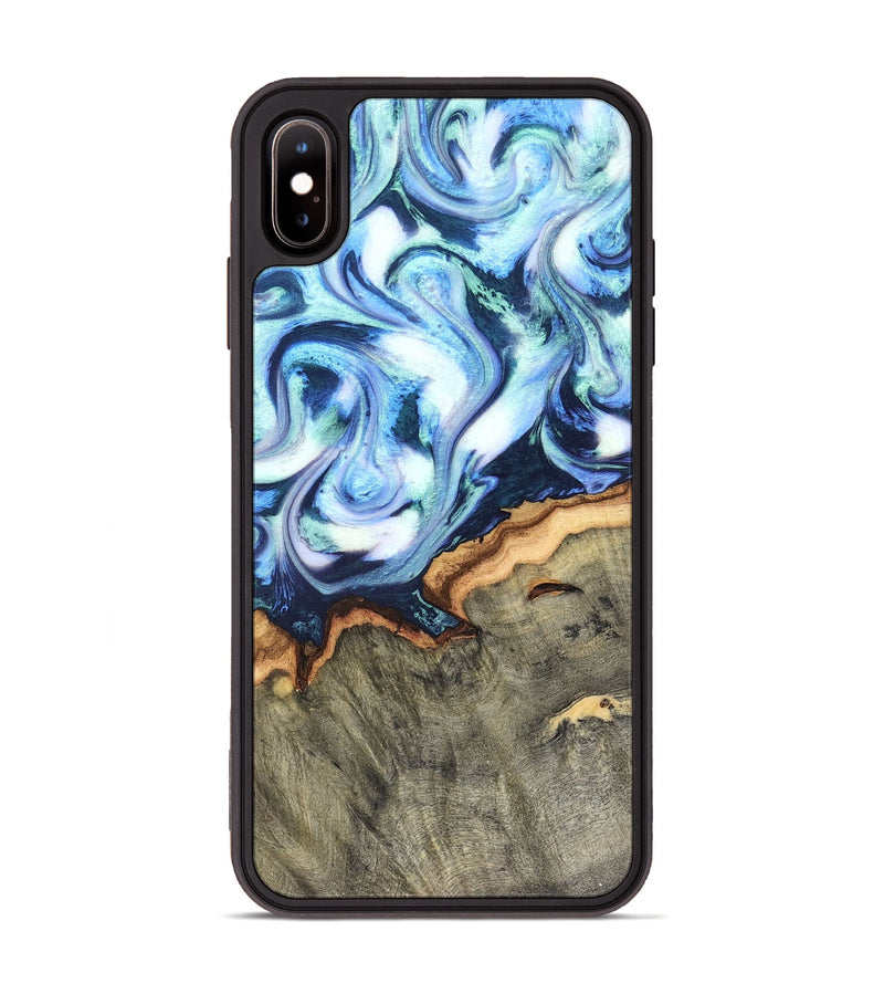 iPhone Xs Max Wood Phone Case - Arely (Blue, 819590)