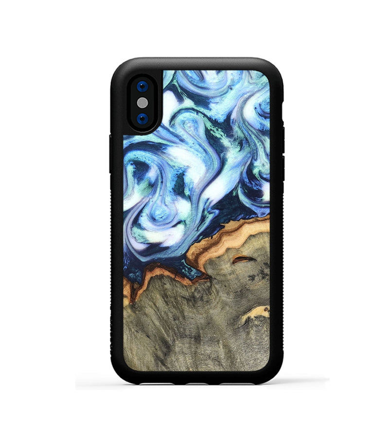 iPhone Xs Wood Phone Case - Arely (Blue, 819590)