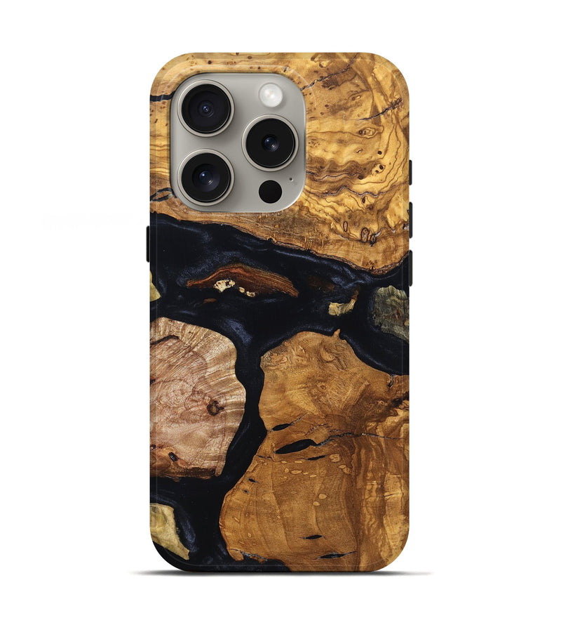 iPhone 16 Pro Wood Live Edge Phone Case - Carly (Ancient Olive, 819597)