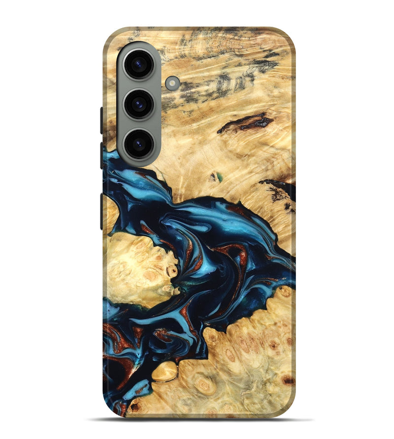 Galaxy S24 Plus Wood Live Edge Phone Case - West (Teal & Gold, 819601)